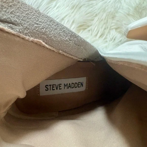 STEVE MADDEN Zoe White Patent Heeled Booties - Picture 5 of 9